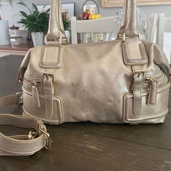 Cole Haan Archer Satchel Soft Gold Leather Gramercy Crossbody Handbag Purse - Picture 2 of 12